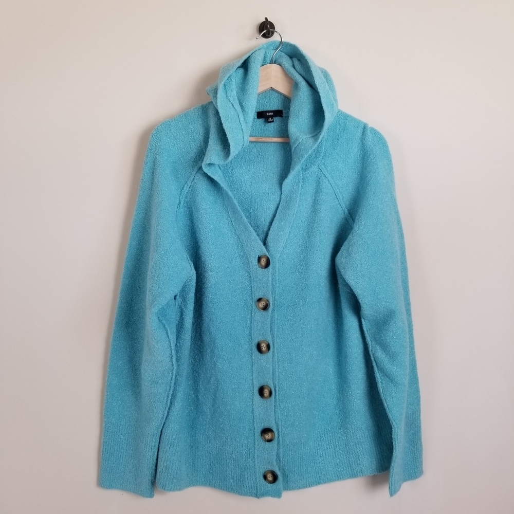 Fate Hooded Cardigan Sweater 6% Wool Oversized Small NWOT